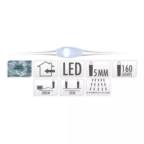 Luces de Navidad Micro LED Racimo 2 m Blanco frío 160 LED CP 3