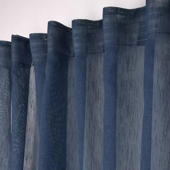 Vitrage met gefronste band (140 x 260 cm) Derby Marine blauw 2
