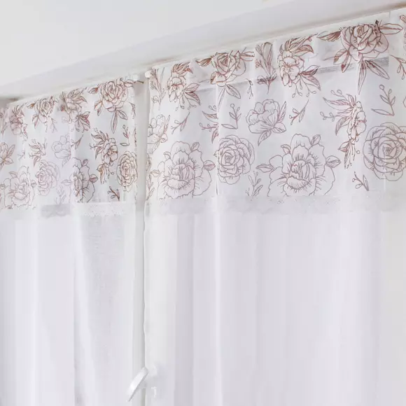 Par de visillos (60 x 160 cm) Rosa Beige 2