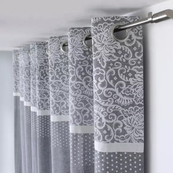 Cortina semi opaca de algodón reciclado (140 x 240 cm) Elisa Gris claro 2