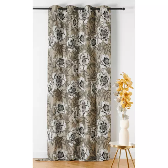 Rideau coton (140 x 260 cm) Peonia Noir