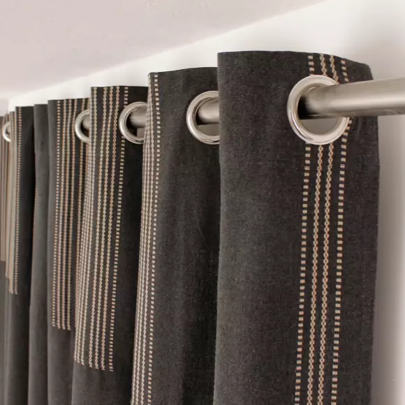 Rideau coton recyclé (140 x 240 cm) Linea Gris foncé 2