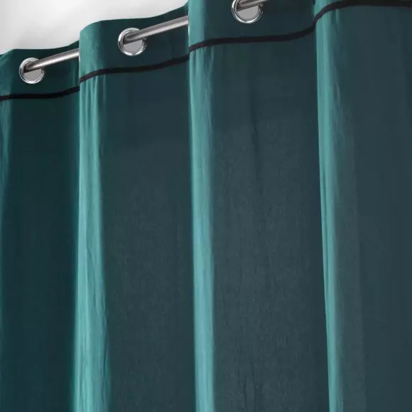 Cortina  semi-opaca algodón lavado (135 x 240 cm) Linette Azul petróleo 3