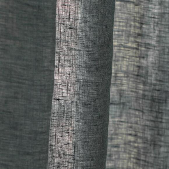 Cortina en lino lavado ajustable (140 x máx. 270 cm) Louise Gris pizarra  3