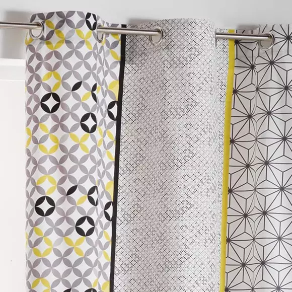 Rideau coton (140 x 240 cm) Remix Gris et jaune 3