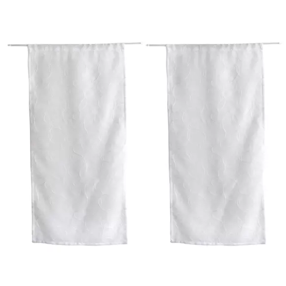 Paire de voilages brodés (60 x 160 cm) Galet Blanc 3