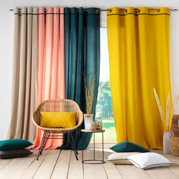Rideau coton lavé (135 x 240 cm) Linette Jaune 2