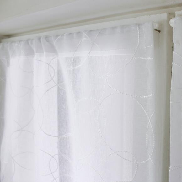 Coppia di tende trasparenti ricamate (60 x 90 cm) Galet Bianco 2