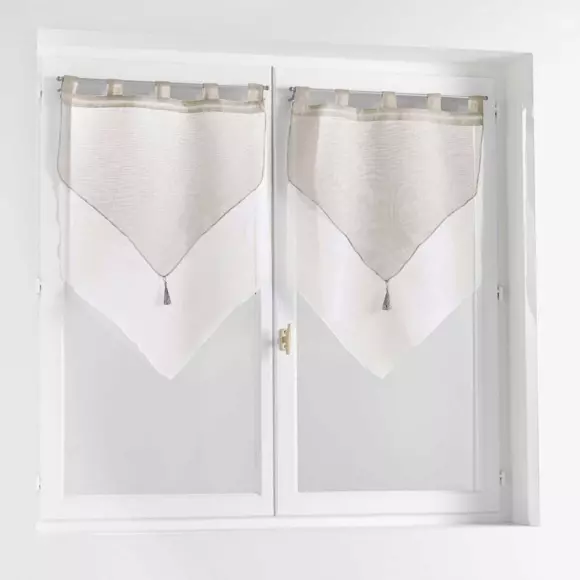 Par de visillos (60 x 90 cm) Duetto Gris y  Blanco 2