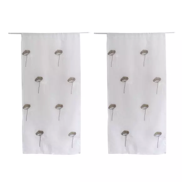 Par de visillos bordados (60 x 160 cm) Cosmos Gris 3