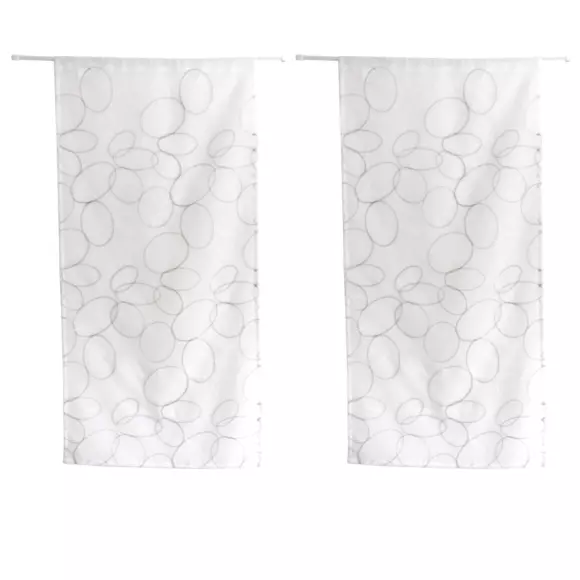 Par de visillos bordados (60 x 120 cm) Galet Gris 2