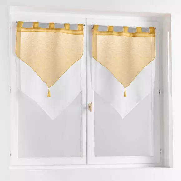 Paire de voilages (60 x 160 cm) Duetto Jaune miel et Blanc 2