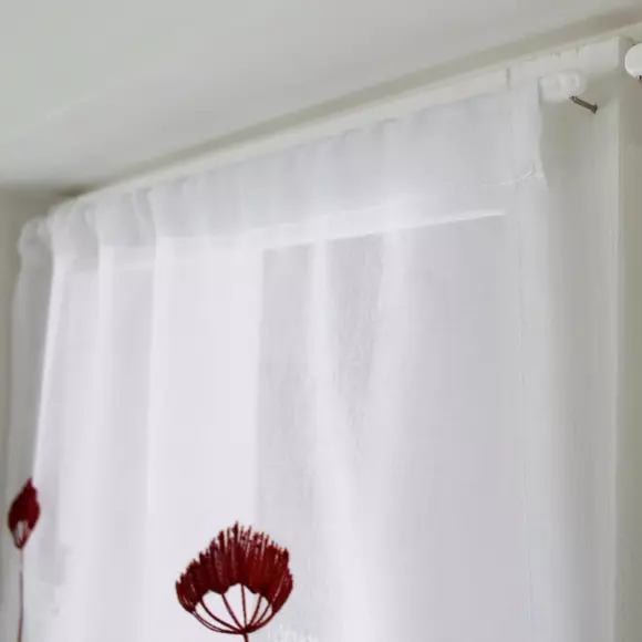 Vitrage set met borduursel (60 x 90 cm) Cosmos Bordeaux 2
