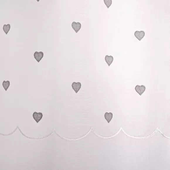 Par de visillos (60 x 120 cm) Corazones Gris 2