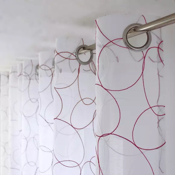 Voilage brodé (140 x 240 cm) Galet Bordeaux 2