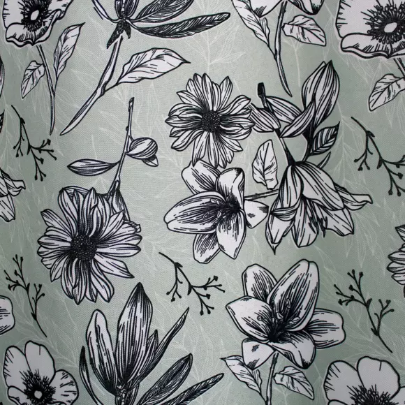Overgordijn (135 x 240 cm) Lily Wit en saliegroen 3