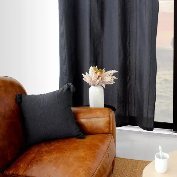Rideau coton recyclé (140 x 240 cm) Bombay Gris anthracite 3