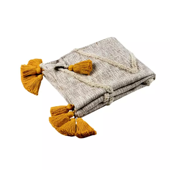  Cobija de sofá en algodón (150 cm) Baloha Beige 3