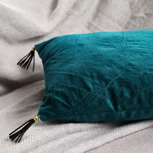 Cuscino rettangolare Feuilles Blu anatra 2