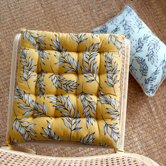Cojín de silla cuadrado Lily Amarillo ocre 2