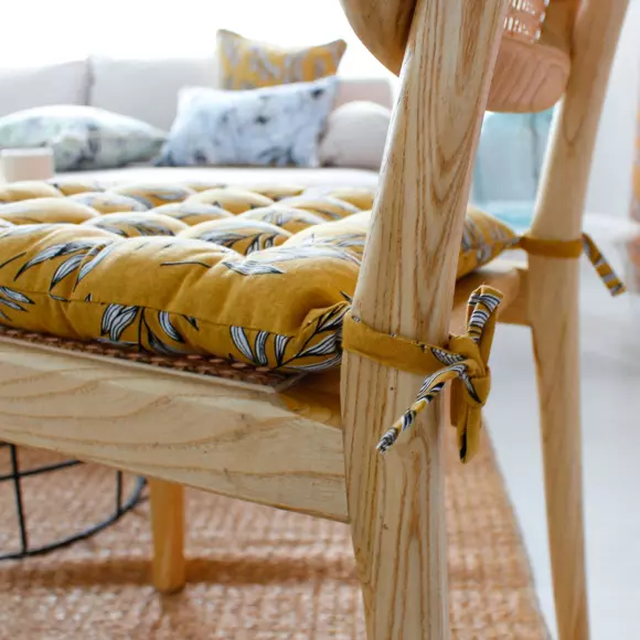 Coussin de chaise carré Lily Jaune ocre 3