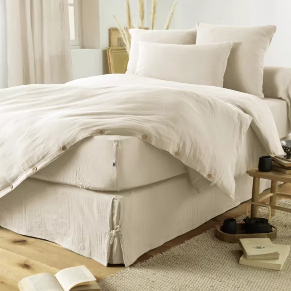 Mantovana garza di cotone (160 x 200 cm) Gaïa Beige pampa 3