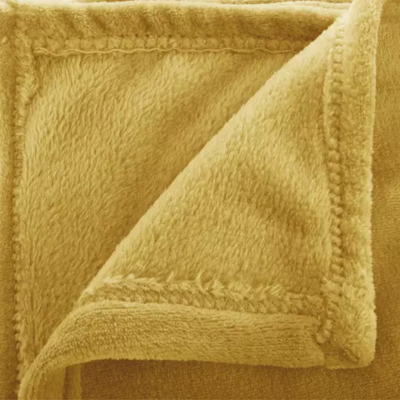 Plaid doux (230 cm) Tendresse flanel Jaune ocre 2