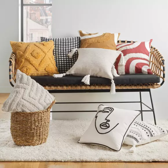 Housse de coussin carrée coton (40 cm) Alixia Beige