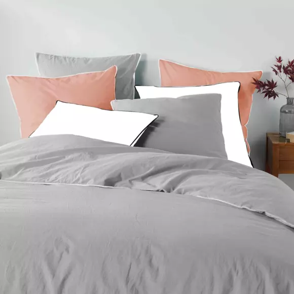 Drap housse coton lavé (160 cm) Linette Gris 3