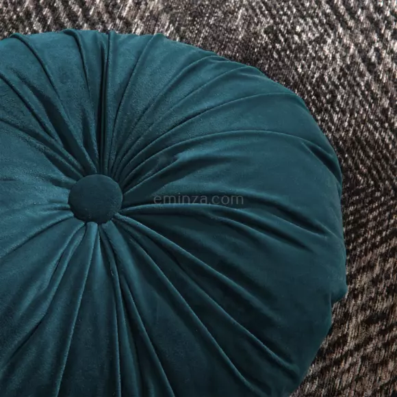 Coussin rond (40 cm) Dolce Bleu canard 2
