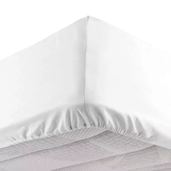 Hoeslaken gewassen katoen (160 cm) Linette Wit 2