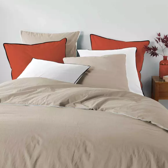 Hoeslaken gewassen katoen (140 cm) Linette Beige 3