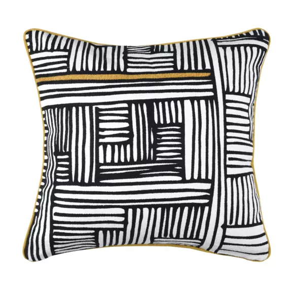 Coussin carré (40 cm) Linear Jaune moutarde