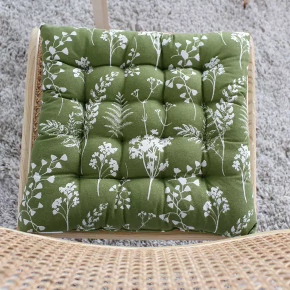 Coussin de chaise carré Herbier Vert olive 3