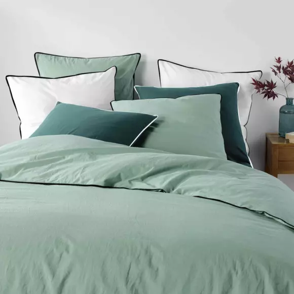 Drap housse coton lavé (140 cm) Linette Vert sauge 3