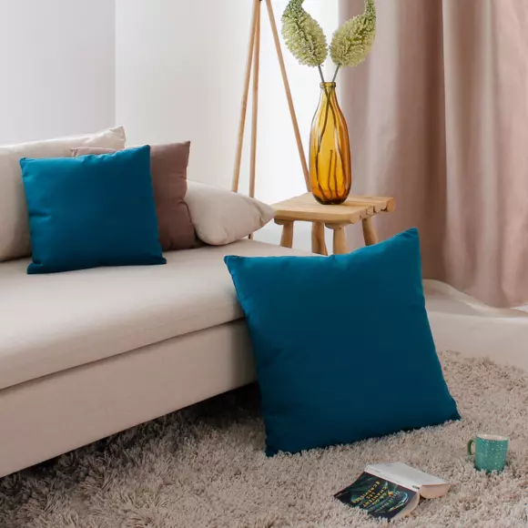 Coussin carré (60 cm) Etna Bleu canard 2