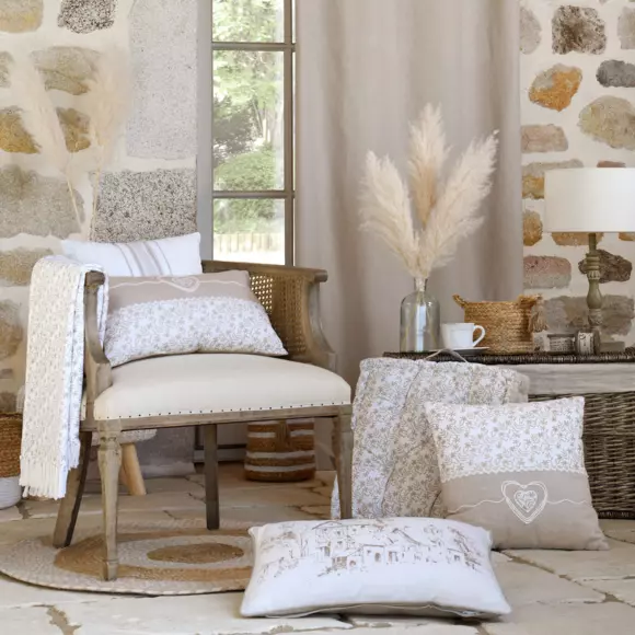 Cojín rectangular en algodón (50 cm) Sophie Beige 2