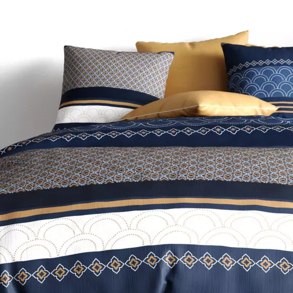 Funda Nórdica y dos fundas para almohada en algodón (240 cm) Kalypso Azul 2