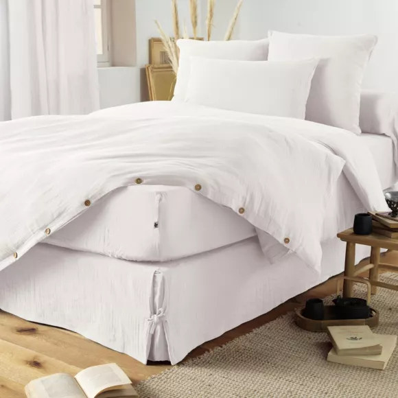 Cache-sommier Gaze de coton (140 x 190 cm) Gaïa Blanc chantilly 4