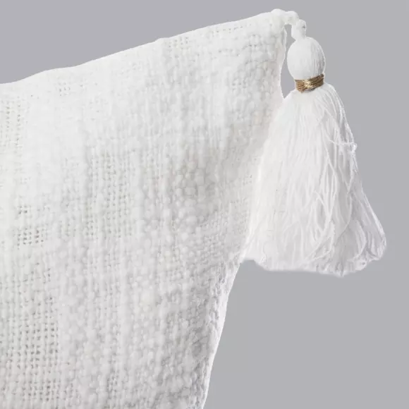 Housse de coussin carrée (40 cm) Slub Blanche 2