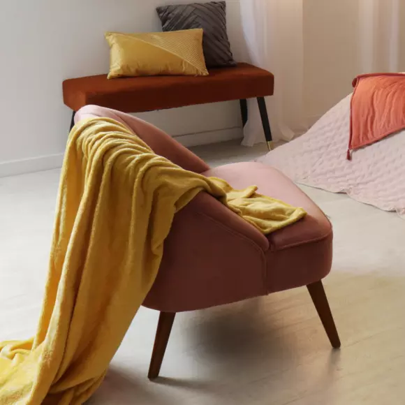 Manta suave (180 cm) Ternura flanel Amarillo ocre 3