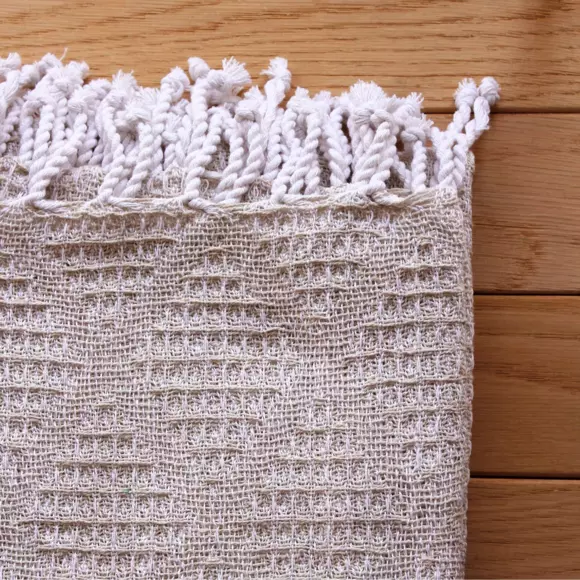 Plaid coton recyclé (160 cm) Dune Ecru 3