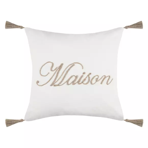 Coussin carré coton (40 cm) Maison Ecru 3