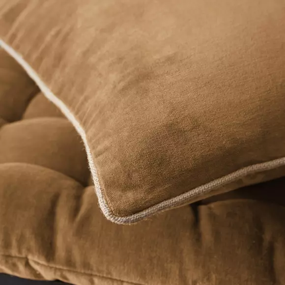 Coussin carré velours de coton (45 cm) César Camel 2