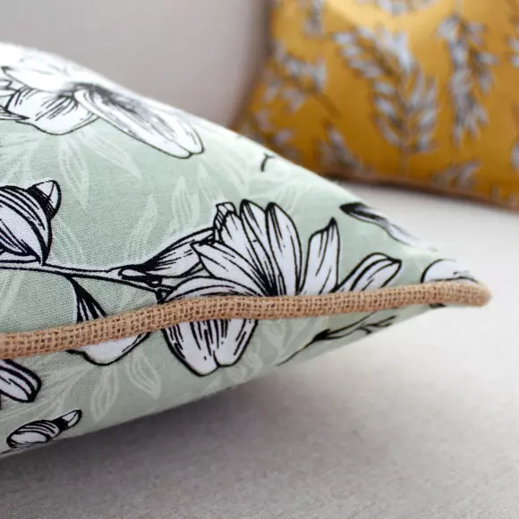 Coussin carré coton (40 cm) Lily Vert sauge 2