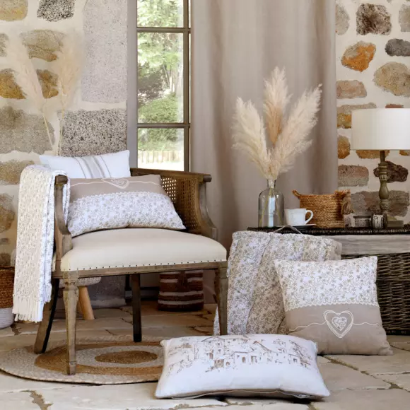  Cobija de sofá en algodón (150 cm) Sophie Beige 2