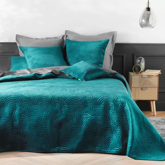 Housse de coussin carrée velours (40 cm) Solange Bleu pétrole