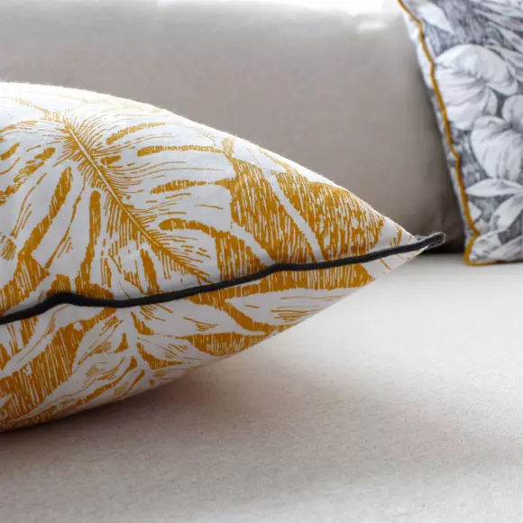 Coussin carré coton (40 cm) Bundi Jaune moutarde 2