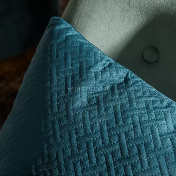 Coussin carré velours (40 cm) Dolce Bleu canard 3