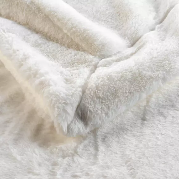 Plaid fausse fourrure (220 cm) Caresse Ecru 3
